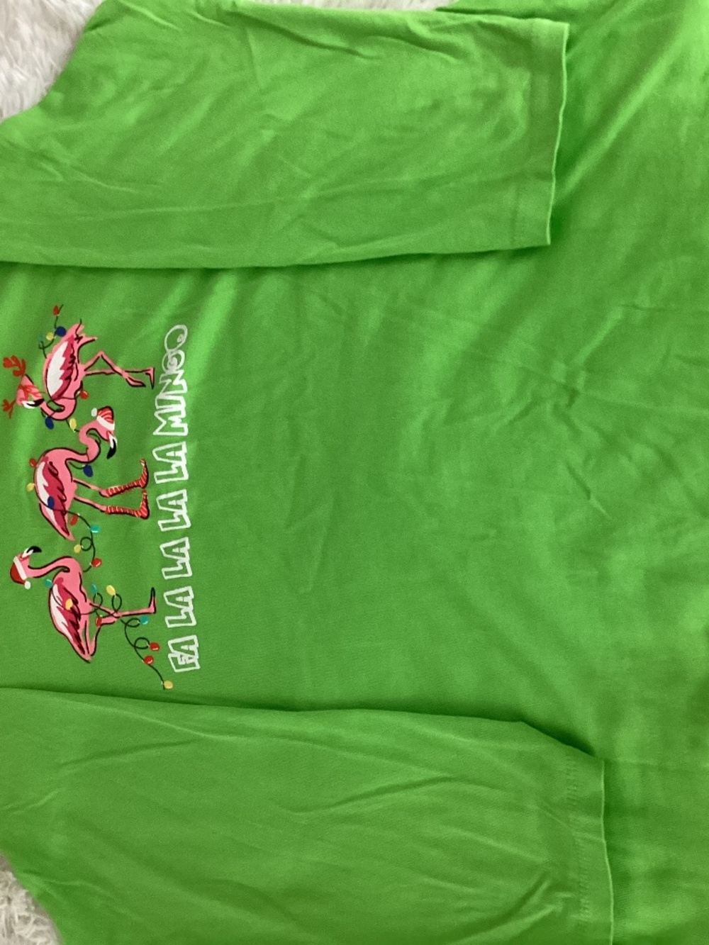 Flamingo Christmas Shirt-Green-Size Large
